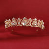 Women Retro Luxury Pearl Crown Headband With Diamond Design Hollow Bridal Wedding Headwear