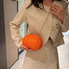 Women'S Pu Leather Pumpkin Solid Color Cute Sewing Thread Round Zipper Crossbody Bag
