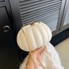 Women'S Pu Leather Pumpkin Solid Color Cute Sewing Thread Round Zipper Crossbody Bag