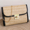 Women'S Straw Solid Color Vacation Square Flip Cover Square Bag