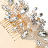 Women'S Bridal Shiny Leaf Flower Copper Plating Inlay Artificial Pearls Rhinestones Insert Comb