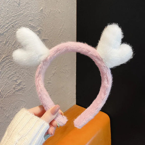 Women'S Cartoon Style Cute Bear Flower Antlers Plush Handmade Hair Band