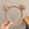 Women'S Cartoon Style Cute Bear Flower Antlers Plush Handmade Hair Band