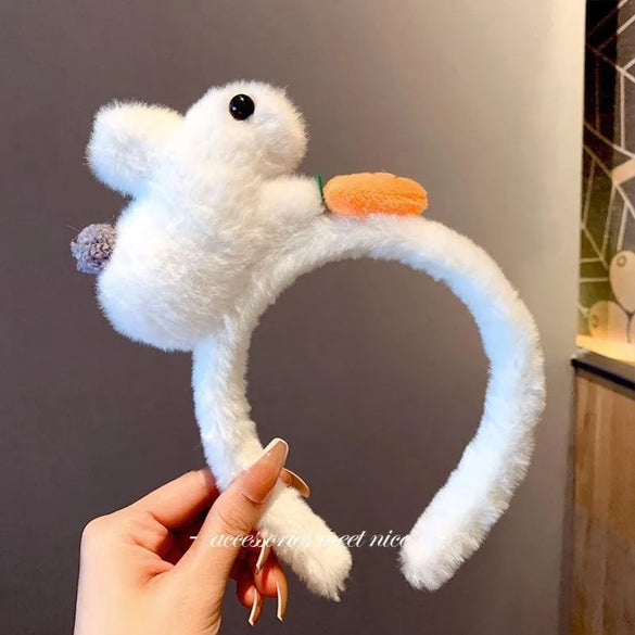 Women'S Cartoon Style Cute Bear Flower Antlers Plush Handmade Hair Band