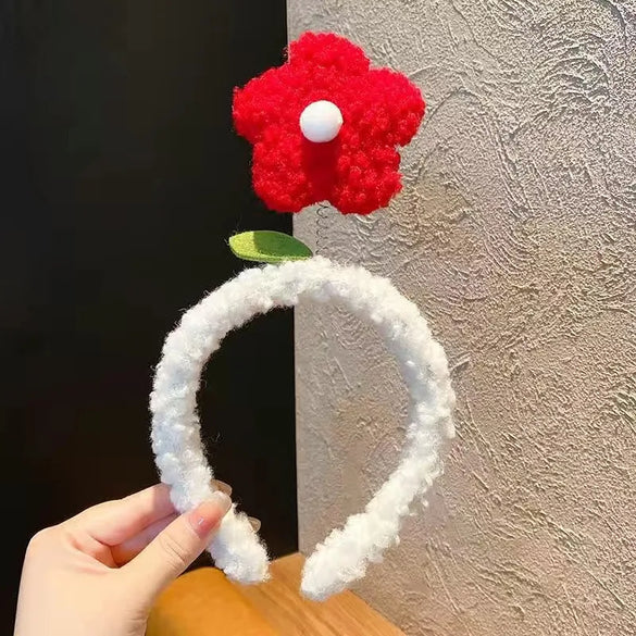 Women'S Cartoon Style Cute Bear Flower Antlers Plush Handmade Hair Band