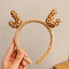 Women'S Cartoon Style Cute Bear Flower Antlers Plush Handmade Hair Band
