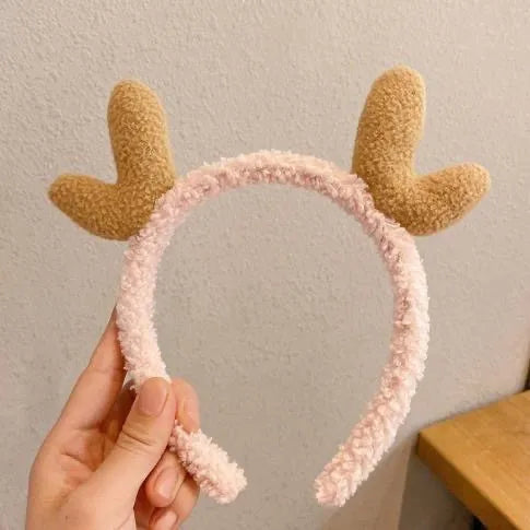 Women'S Cartoon Style Cute Bear Flower Antlers Plush Handmade Hair Band