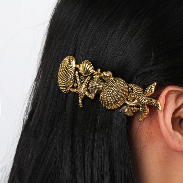 Women'S Casual Retro Simple Style Starfish Shell Mulberry Silk Plating Hair Clip