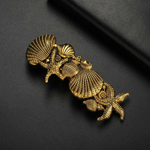 Women'S Casual Retro Simple Style Starfish Shell Mulberry Silk Plating Hair Clip