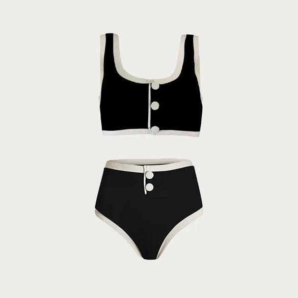Women'S Color Block 2 Pieces Set One Piece Swimwear