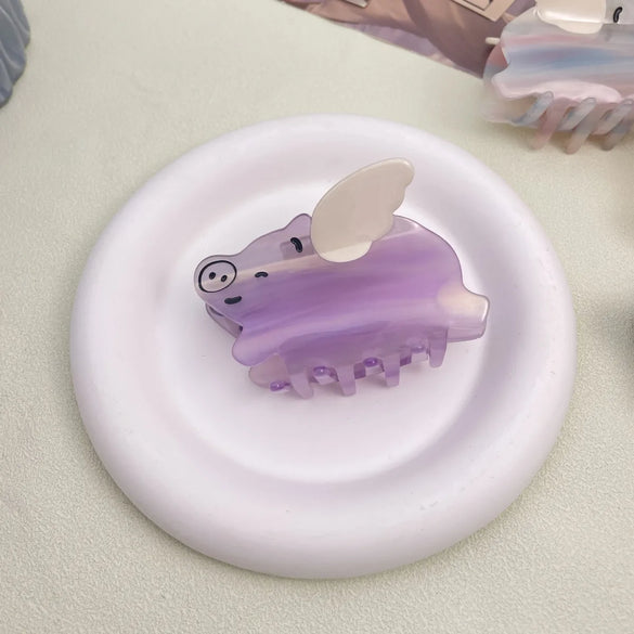 Women'S Cute Pig Wings Acetic Acid Sheets Hair Claws