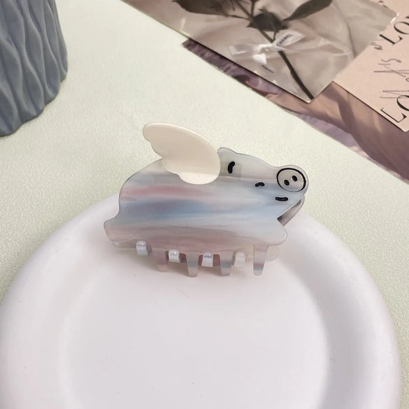 Women'S Cute Pig Wings Acetic Acid Sheets Hair Claws