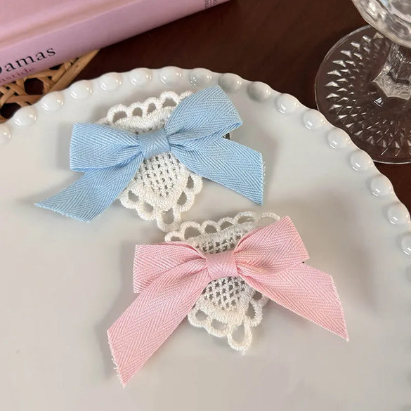 Women'S Cute Romantic Bow Knot Cloth Lace Hair Clip