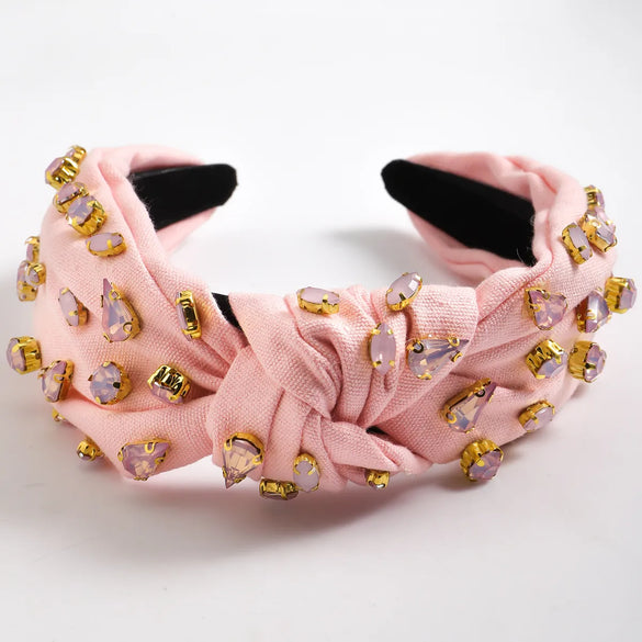 Women'S Elegant Glam Cute Solid Color Plastic Fabric Inlay Rhinestones Hair Band