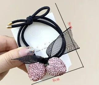 Women'S Elegant Strawberry Cloth Rhinestone Inlay Rhinestones Hair Tie