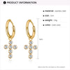 Fashion Simple Style Cross Plating 304 Stainless Steel Zircon 14K Gold Plated Earrings
