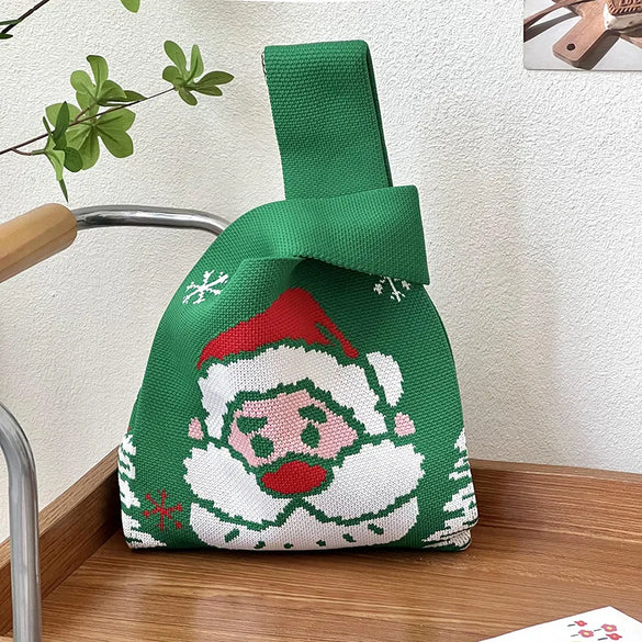Women'S Medium Polyester Santa Claus Cute Square Open Handbag
