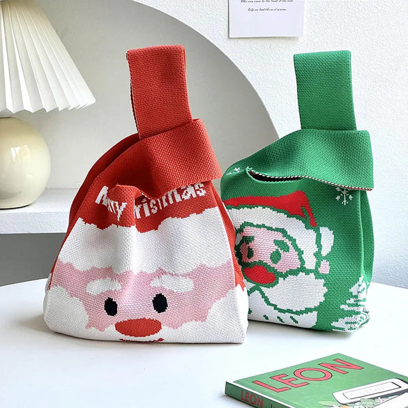Women'S Medium Polyester Santa Claus Cute Square Open Handbag
