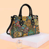 Women'S Medium Pu Leather Human Floral Streetwear Square Hook Loop Tote Bag