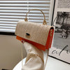 Women'S Medium Straw Solid Color Fashion Square Flip Cover Crossbody Bag Square Bag Chain Bag