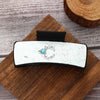 Women'S Modern Style Classic Style Rectangle Pu Leather Inlay Turquoise Hair Claws