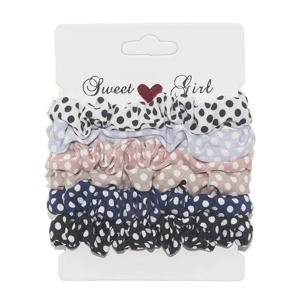 Women'S Modern Style Sweet Korean Style Polka Dots Solid Color Cloth Hair Tie