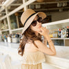 Women'S Pastoral Simple Style Solid Color Bowknot Big Eaves Straw Hat