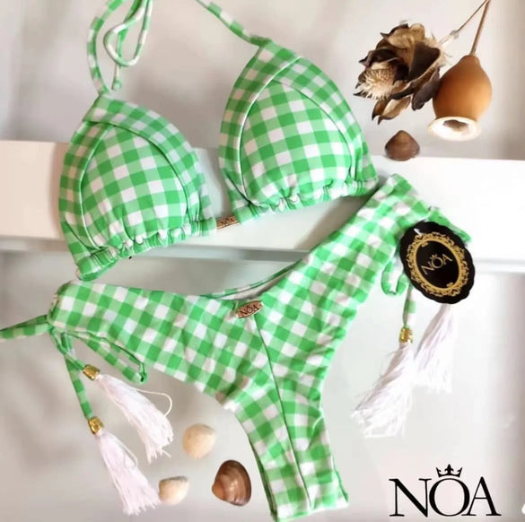 Women'S Plaid 2 Pieces Set Bikinis Swimwear