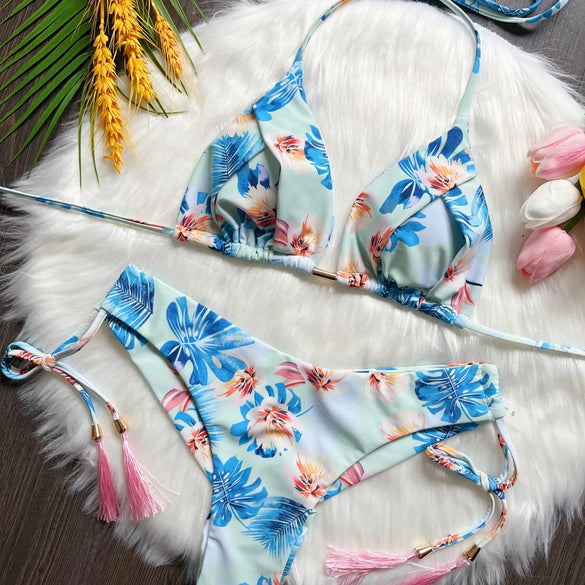 Women'S Plaid 2 Pieces Set Bikinis Swimwear