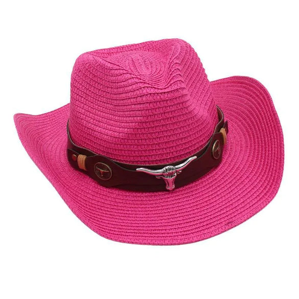 Women'S Retro Ethnic Style Solid Color Crimping Straw Hat