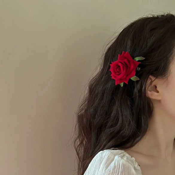 Women'S Romantic Rose Cloth Hair Clip