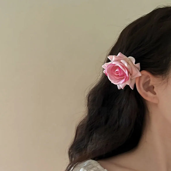 Women'S Romantic Rose Cloth Hair Clip