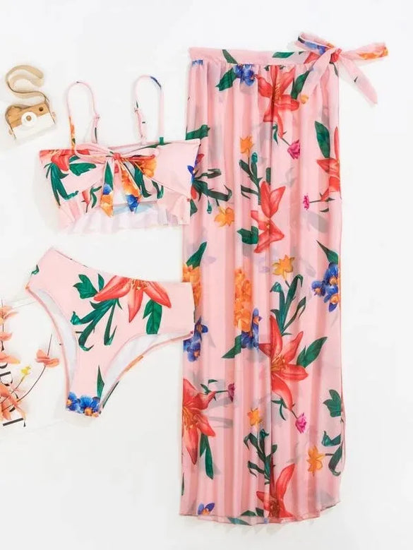 Women'S Sexy Floral Printing 3 Piece Set Bikinis