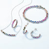 Women S925 Silver Geometric Love Color Zircon Set Clavicle Necklace