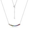 Women S925 Silver Geometric Love Color Zircon Set Clavicle Necklace