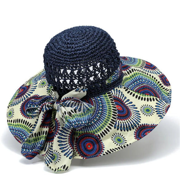 Women'S Simple Style Color Block Big Eaves Sun Hat