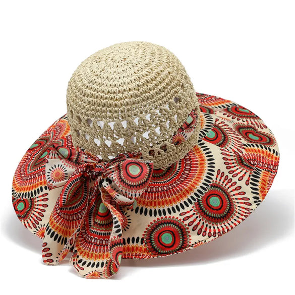 Women'S Simple Style Color Block Big Eaves Sun Hat