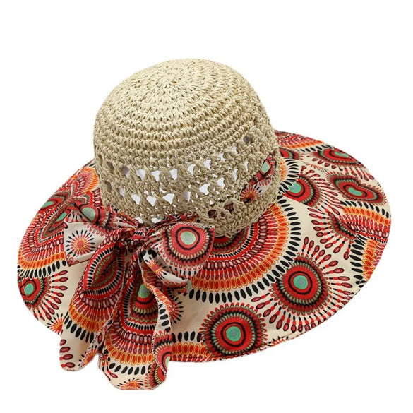 Women'S Simple Style Color Block Big Eaves Sun Hat