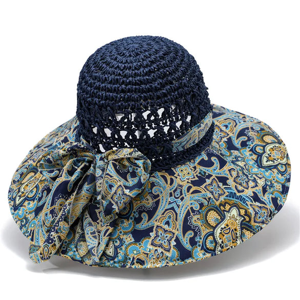 Women'S Simple Style Color Block Big Eaves Sun Hat