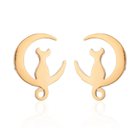 Women'S Simple Style Dog Cat Stainless Steel No Inlaid Ear Studs Plating Stainless Steel Earrings