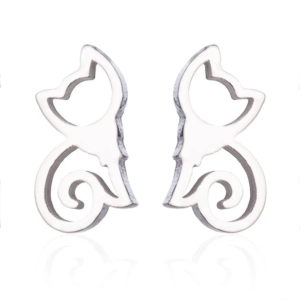 Women'S Simple Style Dog Cat Stainless Steel No Inlaid Ear Studs Plating Stainless Steel Earrings