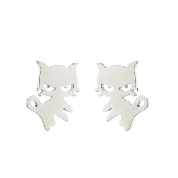 Women'S Simple Style Dog Cat Stainless Steel No Inlaid Ear Studs Plating Stainless Steel Earrings