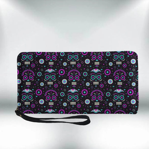 Women'S Skull Pu Leather Side Zipper Wallets