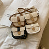 Women'S Small Straw Solid Color Basic Square Flip Cover Shoulder Bag