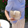 Women'S Small Straw Solid Color Basic Square Flip Cover Shoulder Bag