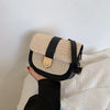 Women'S Small Straw Solid Color Basic Square Flip Cover Shoulder Bag