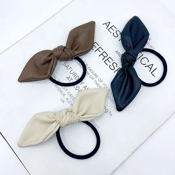 Women'S Sweet Bow Knot Leather Bowknot Hair Tie