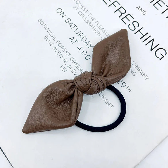Women'S Sweet Bow Knot Leather Bowknot Hair Tie