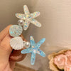Women'S Sweet Korean Style Starfish Shell Plastic Inlay Artificial Pearls Hair Clip