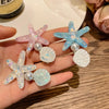 Women'S Sweet Korean Style Starfish Shell Plastic Inlay Artificial Pearls Hair Clip